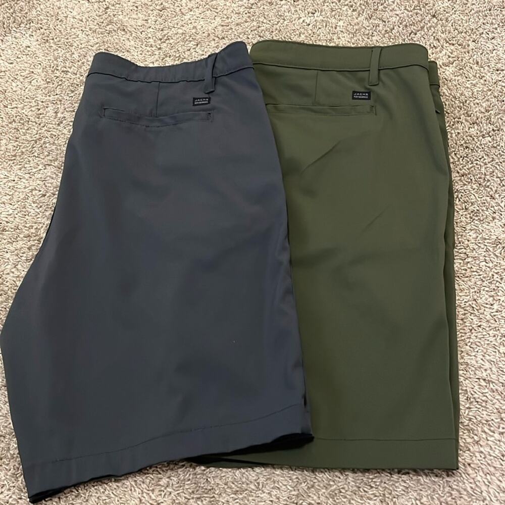 Mens Jachs NY Performance Tech Shorts 36 (2‎ pair) Poly Spandex Blue Green Golf
